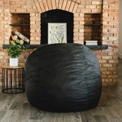 Big Joe Fuf Large Foam Filled Bean Bag Chair With Removable Cover, Black Lenox, 4ft Big -Safavieh Furnitue Shop 51IN8kL2d6L