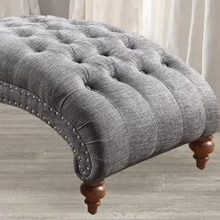 Rosevera Sereno Polyester Upholstered Button Tufting With Toss Pillow Chaise Lounge Chair For Indoor Bedroom, Linen Gray 14 Rosevera Sereno Polyester Upholstered Button Tufting With Toss Pillow Chaise Lounge Chair For Indoor Bedroom, Linen Gray -Safavieh Furnitue Shop 51IpQFq7cJL