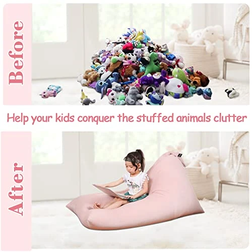 Stuffed Animal Storage Bean Bag Chair For Kids And Adults, Luxury Velvet Stuffed Animal Storage, Stuffie Seat - Cover ONLY(Sweet Pink 200L/52 Gal) 1 Stuffed Animal Storage Bean Bag Chair For Kids And Adults, Luxury Velvet Stuffed Animal Storage, Stuffie Seat - Cover ONLY(Sweet Pink 200L/52 Gal)