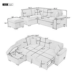 Merax L Shaped Sectional Sofa Couch Sleeper Bed With Storage Ottoman And Chaise For Living Room, Small Apartment Love Seats, Beige_Linen -Safavieh Furnitue Shop 51J6aJxndLL