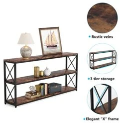 Tribesigns 70.86 Inch Rustic Console Sofa Table With Open Shelf, Industrial TV Stand 3 Shelf Horizontal Hallway Entryway Table With Storage For Living Room (70.86, Brown) -Safavieh Furnitue Shop 51JE0wx5lYL