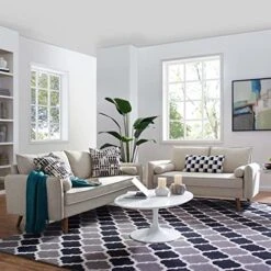 Modway Revive Upholstered Fabric Sofa And Loveseat Set, Beige -Safavieh Furnitue Shop 51JTdViHDuL