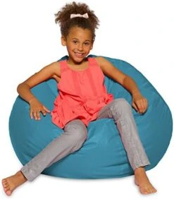 Big Comfy Bean Bag Chair: Posh Large Beanbag Chairs With Removable Cover For Kids, Teens And Adults - Polyester Cloth Puff Sack Lounger Furniture For All Ages - 27 Inch - Heather Teal -Safavieh Furnitue Shop 51JegmzRRrL. AC