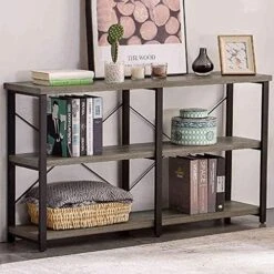 GRELO HOME Foyer Tables For Entryway, Rustic Narrow Console Table For Living Room, 3-Tier Industrial Sofa Table, 39 Inch Gray Oak -Safavieh Furnitue Shop 51K7JPAGgrS. AC