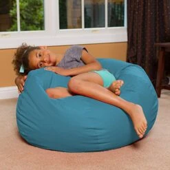 Big Comfy Bean Bag Chair: Posh Large Beanbag Chairs With Removable Cover For Kids, Teens And Adults - Polyester Cloth Puff Sack Lounger Furniture For All Ages - 27 Inch - Heather Teal -Safavieh Furnitue Shop 51K7NewDEOL