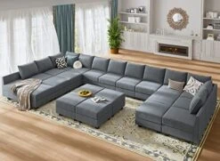 HONBAY Oversized Modular Sofa Couch With Ottoman U Shape Couch With Chaise Sleeper Sofa With Storage Seats, Bluish Grey 16 HONBAY Oversized Modular Sofa Couch With Ottoman U Shape Couch With Chaise Sleeper Sofa With Storage Seats, Bluish Grey -Safavieh Furnitue Shop 51KHIbXuN1L
