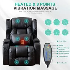 SAMERY Electric Power Recline Chair Loveseat RV Sofa With Console + Single Massage Recliner Chairs, Double Recliner 2-Seater RV Couch Home Theater Seating With USB Charging/Lighting/Cup Holders -Safavieh Furnitue Shop 51KPEZ8uNVL