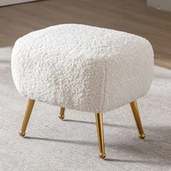 DUOMAY Modern Accent Chair With Ottoman, Sherpa Upholstered Barrel Chair With Footrest, Comfy Lounge Chair Single Sofa Armchair Club Chair For Living Room Bedroom Office, White -Safavieh Furnitue Shop 51KX3OYH1xL