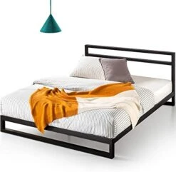 Zinus Trisha 7 Inch Platforma Bed Frame With Headboard, Queen & Dane Modern Studio Collection 20 Inch Square Side/End Table/Night Stand/Coffee Table, Espresso -Safavieh Furnitue Shop 51Ko4i88xlL. AC