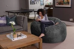 Sofa Sack - Plush Ultra Soft Bean Bags Chairs For Kids, Teens, Adults - Memory Foam Beanless Bag Chair With Microsuede Cover - Foam Filled Furniture For Dorm Room - Charcoal 5' (AMZBB-5SK-CS03)