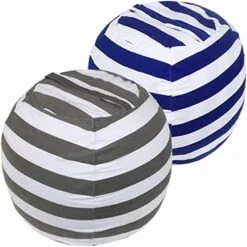 2-pack Stuffed Animal Storage Bean Bags For Kids Room Empty Animal Beanbag Chair Covers Only Without Filling Small Storage Bags For Toddlers, Children, Boys, Girls Room Decor, White Grey Blue Stripes -Safavieh Furnitue Shop 51LMM7uoMxL. AC
