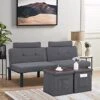 BINGTOO Futon Sofa Bed Couch And Sleeper- Convertible Futon Sofa Bed Sleeper Couches Loveseat With Storage Footstool Ottoman Or Coffee Table And 2 Lumbar Pillows,Small,Tufted(Grey), 1PC
