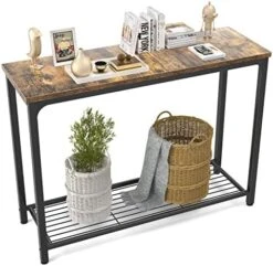 Ecoprsio Console Table Sofa Table With Mesh Shelves, 2 Tier Entryway Table Foyer Table For Entryway, Front Hall, Hallway, Sofa, Couch, Living Room, Coffee Bar, Kitchen, Grey -Safavieh Furnitue Shop 51Laz9TJdqL. AC