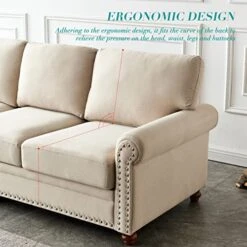 Harper & Bright Designs 2-Piece Classical Upholstred Sofa Set With Storage, Nailhead Trim And Wood Legs, Living Room Beige Sofa Set With 3-Seat Couch And 2-Seat Loveseat -Safavieh Furnitue Shop 51LihKfUpNL