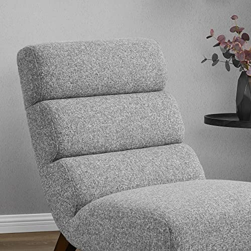 Watson & Whitely Modern Accent Chair, Armless Lounge Chair For Living Room And Bedroom, Fabric Upholstered Chair With Solid Wooden Legs, Grey (Multi-Colored) 6 Watson & Whitely Modern Accent Chair, Armless Lounge Chair For Living Room And Bedroom, Fabric Upholstered Chair With Solid Wooden Legs, Grey (Multi-Colored) - Image 6