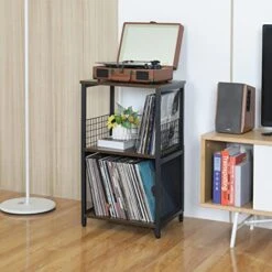 Honkazita Record Player Stand, Vinyl Record Storage Table With 2-Tier Record Player Cabinet For Albums, Vinyl Storage End Table Turntable Stand Record Display Table For Bedroom Living Room, Brown -Safavieh Furnitue Shop 51MRzG5Al2L