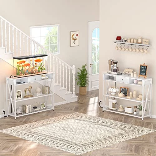 Armocity Console Table With Outlets, Entryway Table For Entry, 47 Inch Sofa Table With Drawers, Long Hallway Table, Industrial Behind Couch Table For Entryway, Sofa Couch, Entrance, Hallway, White 6 Armocity Console Table With Outlets, Entryway Table For Entry, 47 Inch Sofa Table With Drawers, Long Hallway Table, Industrial Behind Couch Table For Entryway, Sofa Couch, Entrance, Hallway, White - Image 6