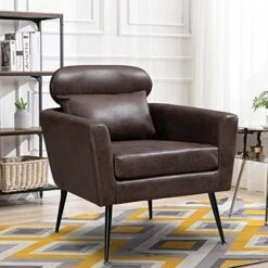 Mikibama Mid Century Modern Accent Chair Upholstered Reading Chair Armchair With Metal Legs And Throw Pillow Side Chair For Living Room Bedroom Office (Ivory,Teddy Fabric) -Safavieh Furnitue Shop 51NMn3EzUVL. AC