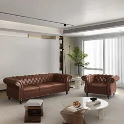 QHITTY 2 Piece Living Room Set, Sectional Chesterfield Sofa Chair Contemporary Upholstered Velvet Loveseat Couch Sets For Living Room, Bedroom, Office -Safavieh Furnitue Shop 51O0xdFBR4L. AC