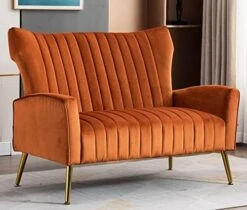 Artechworks Curved Tufted Accent Chair With Metal Gold Legs Velvet Upholstered Arm Club Leisure Modern Chair For Living Room Bedroom Patio, Caramel Color, Orange 24 Artechworks Curved Tufted Accent Chair With Metal Gold Legs Velvet Upholstered Arm Club Leisure Modern Chair For Living Room Bedroom Patio, Caramel Color, Orange -Safavieh Furnitue Shop 51ODCVEiAgL. AC