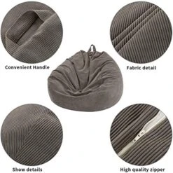 Nobildonna Bean Bag Chair Cover (No Filler) For Kids And Adults. Extra Large 300L Beanbag Stuffed Animal Storage Soft Premium Corduroy -Safavieh Furnitue Shop 51OHWXLGZXL