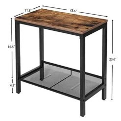 HOOBRO Side Tables, Set Of 2 Narrow Nightstands, Industrial End Table With Flat Or Slant Adjustable Mesh Shelf For Small Spaces, Stable Metal Frame And Easy Assembly, Rustic Brown And Black BF24BZ01 -Safavieh Furnitue Shop 51OOg7q0svL