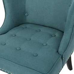GDFStudio Aria | Occasional Chair | Wing Back | Nail Head Accents | Button Tufted | Corded | Fabric In Dark Teal -Safavieh Furnitue Shop 51OOvEOMEKL