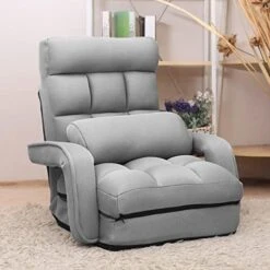 WAYTRIM Indoor Chaise Lounge Sofa, Folding Lazy Sofa Floor Chair, 6-Position Folding Padded Lounger Bed With Armrests - Dark Gray -Safavieh Furnitue Shop 51OWPSW7enL. AC