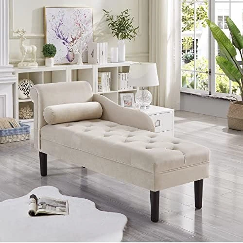 24KF Modern Upholstered Tufted Chaise Lounge Chair, Comfortable Fashional Living Room Chaise Chairs-Dark Grey 6 24KF Modern Upholstered Tufted Chaise Lounge Chair, Comfortable Fashional Living Room Chaise Chairs-Dark Grey - Image 6