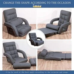 FLOGUOR Indoor Floor Gaming Chairs For Adults With Back Support,Chaise Lounge, 42-Position Folding Lazy Sofa With Pillow For Living Room, Bedroom, Balcony(Grey) 8803GR -Safavieh Furnitue Shop 51Ob4c8tYIL