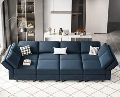 Belffin Modular Velvet Sectional Sofa With Chaise Lounge Sectional Sleeper Sofa With Storage Chaise Sofa Bed Couch For Living Room Blue… -Safavieh Furnitue Shop 51OiljVHJ2L. AC