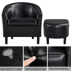Yaheetech Lounge Chair Modern Chaise Lounge Armchair With Footstool Faux Leather Lounge Reading Chair With Footrest Black -Safavieh Furnitue Shop 51OzAuvFWGL