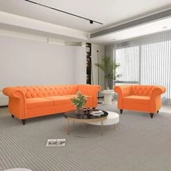 QHITTY 2 Piece Living Room Set, Sectional Chesterfield Sofa Chair Contemporary Upholstered Velvet Loveseat Couch Sets For Living Room, Bedroom, Office -Safavieh Furnitue Shop 51PAWH70kZL. AC