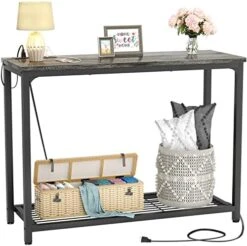 Ecoprsio Console Table Sofa Table With Mesh Shelves, 2 Tier Entryway Table Foyer Table For Entryway, Front Hall, Hallway, Sofa, Couch, Living Room, Coffee Bar, Kitchen, Grey -Safavieh Furnitue Shop 51PQ5DDcDvL. AC
