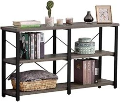 GRELO HOME Foyer Tables For Entryway, Rustic Narrow Console Table For Living Room, 3-Tier Industrial Sofa Table, 39 Inch Gray Oak -Safavieh Furnitue Shop 51PSlzFkWlL. AC