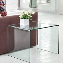 Glass End Side Table For Living Room Nightstand Bedside Table Small Coffee Table(19.7" X15.7x17.7) (20x16x18) -Safavieh Furnitue Shop 51PVf3yqZlL. AC