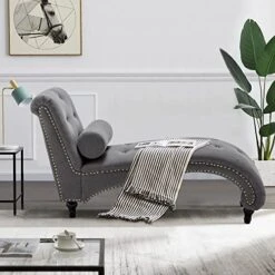 ALISH Chaise Lounge Indoor Upholstered Chaise Lounge Chair Modern Recliner Sofa Sleeper Sofa For Living Room, Bedroom Gray 10 ALISH Chaise Lounge Indoor Upholstered Chaise Lounge Chair Modern Recliner Sofa Sleeper Sofa For Living Room, Bedroom Gray -Safavieh Furnitue Shop 51Pd61PY7XL
