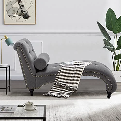 ALISH Chaise Lounge Indoor Upholstered Chaise Lounge Chair Modern Recliner Sofa Sleeper Sofa For Living Room, Bedroom Gray 4 ALISH Chaise Lounge Indoor Upholstered Chaise Lounge Chair Modern Recliner Sofa Sleeper Sofa For Living Room, Bedroom Gray - Image 4