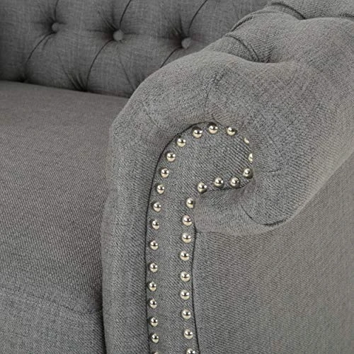 Christopher Knight Home 310365 Living Room Chairs, Dark Gray + Dark Brown 4 Christopher Knight Home 310365 Living Room Chairs, Dark Gray + Dark Brown - Image 4