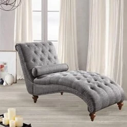 Rosevera Sereno Polyester Upholstered Button Tufting With Toss Pillow Chaise Lounge Chair For Indoor Bedroom, Linen Gray 17 Rosevera Sereno Polyester Upholstered Button Tufting With Toss Pillow Chaise Lounge Chair For Indoor Bedroom, Linen Gray -Safavieh Furnitue Shop 51RJPsb5NUL. AC
