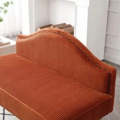 Homtique Velvet Loveseat & Accent Chair 3 Piece Set, Modern Upholstered Living Room Furniture Set, Armless Loveseat Settee With Gold Metal Legs, For Small Space, Bedroom, Apartment, Orange 18 Homtique Velvet Loveseat & Accent Chair 3 Piece Set, Modern Upholstered Living Room Furniture Set, Armless Loveseat Settee With Gold Metal Legs, For Small Space, Bedroom, Apartment, Orange -Safavieh Furnitue Shop 51RYRGHLIYL