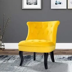 TINA'S HOME Tan Upholstered Velvet Small Chair Tufted Armless Accent Chair With Black Birch Wood Legs 27 TINA'S HOME Tan Upholstered Velvet Small Chair Tufted Armless Accent Chair With Black Birch Wood Legs -Safavieh Furnitue Shop 51RcfLAQMeL. AC