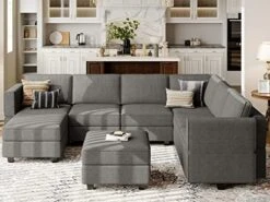 Belffin Large Modular Sectional Sofa U Shaped Couch Set With Storage Convertible Large Couch U Shape Set Reversible Chaise Dark Grey -Safavieh Furnitue Shop 51Rkl0CyvOL. AC