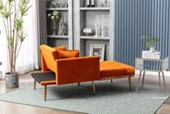 PHOYAL Velvet Chaise Lounges, Modern Tufted 2 In 1 Chaise Lounge Chair Indoor, Upholstered Sofa Recliner Lounge Chair With 3 Adjustable Angles,Convertible Sleeper Chair For Living Room Bedroom(Orange) -Safavieh Furnitue Shop 51RteAwXcyL