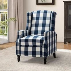 TINA'S HOME Set Of 2 Recliner Sofa Chair Fabric Upholstered For Living Room Leisure And Entertainment,Navy Checkerboard -Safavieh Furnitue Shop 51RtrEDHPCL. AC