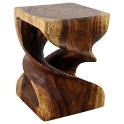 Haussmann® Wood Double Twist End Table 15 X 15 X 20 In High Walnut Oil -Safavieh Furnitue Shop 51RvsBgdcAL