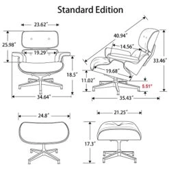 GENERIC Mid Century Lounge Chair With Ottoman, Genuine Leather Classic Modern Chair With 8-Layer Palisander Wood And Aluminum Base For Living Room Office Study Lounge (Palisander And White, Standard Size) -Safavieh Furnitue Shop 51SB7kvCqyL