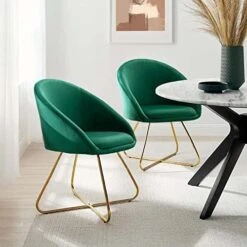 Altrobene Mid-Century Accent Chairs Set Of 2, Velvet Dinging Chair, Living Room Bedroom Chair Set, Golden Finished, Grey -Safavieh Furnitue Shop 51SlJ1Tw QL. AC