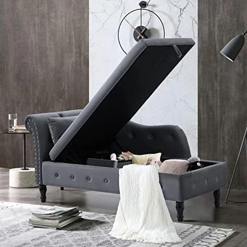 Velvet Chaise Lounge Indoor Chair With Pillow, Button Tufted Right Arm Facing Lounge Chair Bed With Nailhead Trim And Turned Legs, Modern Sleeper Sofa Couch For Living Room Bedroom Office (Rose) 9 Velvet Chaise Lounge Indoor Chair With Pillow, Button Tufted Right Arm Facing Lounge Chair Bed With Nailhead Trim And Turned Legs, Modern Sleeper Sofa Couch For Living Room Bedroom Office (Rose) - Image 9