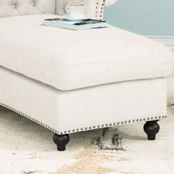 Phyllis Modern Glam Chesterfield Chaise Lounge, Beige And Dark Brown -Safavieh Furnitue Shop 51T6zpbTp4L